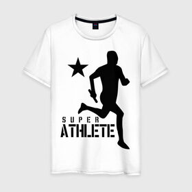 Мужская футболка хлопок с принтом Лёгкая атлетика (4) в Курске, 100% хлопок | прямой крой, круглый вырез горловины, длина до линии бедер, слегка спущенное плечо. | атлет | бег | бегун | легкая атлетика | марафон | марафонец | спринтер
