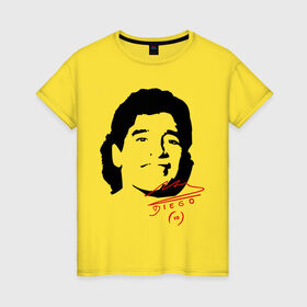 Женская футболка хлопок с принтом Diego Maradona в Курске, 100% хлопок | прямой крой, круглый вырез горловины, длина до линии бедер, слегка спущенное плечо | Тематика изображения на принте: diego maradona | footballplayer | аргентина | диего марадона | сборная аргентины