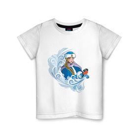 Детская футболка хлопок с принтом Снегурочка и метель в Курске, 100% хлопок | круглый вырез горловины, полуприлегающий силуэт, длина до линии бедер | метель | нг | новый год | снегурка | снегурочка | снегурочка и метель