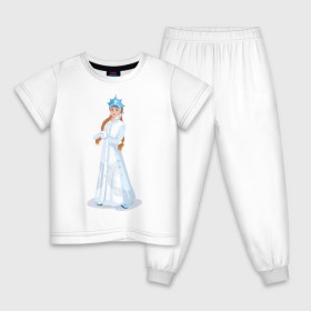 Детская пижама хлопок с принтом Снегурочка с кокардой в Курске, 100% хлопок |  брюки и футболка прямого кроя, без карманов, на брюках мягкая резинка на поясе и по низу штанин
 | Тематика изображения на принте: нг | новый год | снегурка | снегурочка