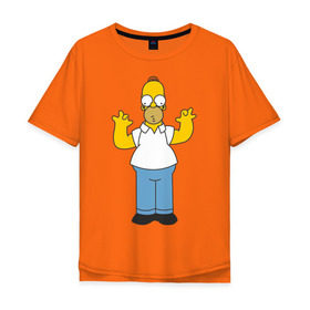 Мужская футболка хлопок Oversize с принтом Homer Simpson в Курске, 100% хлопок | свободный крой, круглый ворот, “спинка” длиннее передней части | 