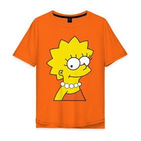 Мужская футболка хлопок Oversize с принтом Lisa Simpson в Курске, 100% хлопок | свободный крой, круглый ворот, “спинка” длиннее передней части | simpsons | лиза симпсон | симпсоны | симсоны