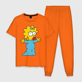Мужская пижама хлопок с принтом Maggie Simpson в Курске, 100% хлопок | брюки и футболка прямого кроя, без карманов, на брюках мягкая резинка на поясе и по низу штанин
 | гомер