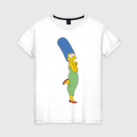 Женская футболка хлопок с принтом Marge Simpson в Курске, 100% хлопок | прямой крой, круглый вырез горловины, длина до линии бедер, слегка спущенное плечо | simpsons | симпсоны | симсоны