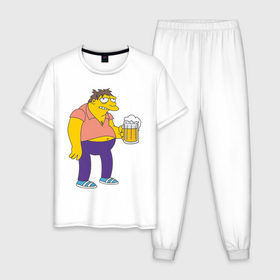 Мужская пижама хлопок с принтом Barney Gumble в Курске, 100% хлопок | брюки и футболка прямого кроя, без карманов, на брюках мягкая резинка на поясе и по низу штанин
 | simpsons | барни | симпсоны | симсоны