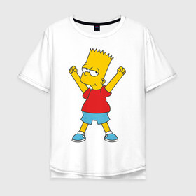 Мужская футболка хлопок Oversize с принтом Bart Simpson (2) в Курске, 100% хлопок | свободный крой, круглый ворот, “спинка” длиннее передней части | simpsons | барт | барт симпсон | симсоны | симспоны