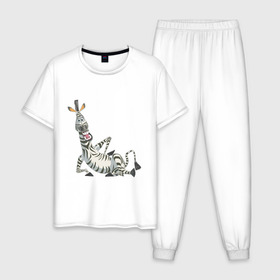 Мужская пижама хлопок с принтом Мадагаскар (4) в Курске, 100% хлопок | брюки и футболка прямого кроя, без карманов, на брюках мягкая резинка на поясе и по низу штанин
 | Тематика изображения на принте: madagascar | зебра | мадагаскар