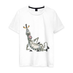 Мужская футболка хлопок с принтом Мадагаскар (4) в Курске, 100% хлопок | прямой крой, круглый вырез горловины, длина до линии бедер, слегка спущенное плечо. | madagascar | зебра | мадагаскар
