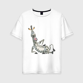 Женская футболка хлопок Oversize с принтом Мадагаскар (4) в Курске, 100% хлопок | свободный крой, круглый ворот, спущенный рукав, длина до линии бедер
 | Тематика изображения на принте: madagascar | зебра | мадагаскар