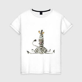 Женская футболка хлопок с принтом Мадагаскар (5) в Курске, 100% хлопок | прямой крой, круглый вырез горловины, длина до линии бедер, слегка спущенное плечо | madagascar | зебра | мадагаскар