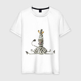 Мужская футболка хлопок с принтом Мадагаскар (5) в Курске, 100% хлопок | прямой крой, круглый вырез горловины, длина до линии бедер, слегка спущенное плечо. | Тематика изображения на принте: madagascar | зебра | мадагаскар