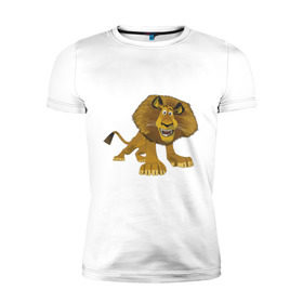 Мужская футболка премиум с принтом Мадагаскар (6) в Курске, 92% хлопок, 8% лайкра | приталенный силуэт, круглый вырез ворота, длина до линии бедра, короткий рукав | Тематика изображения на принте: madagascar | лев | мадагаскар