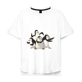 Мужская футболка хлопок Oversize с принтом Мадагаскар (8) в Курске, 100% хлопок | свободный крой, круглый ворот, “спинка” длиннее передней части | madagascar | мадагаскар | пингвины