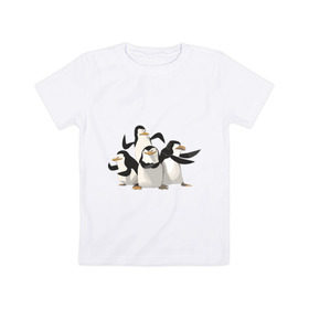 Детская футболка хлопок с принтом Мадагаскар (8) в Курске, 100% хлопок | круглый вырез горловины, полуприлегающий силуэт, длина до линии бедер | madagascar | мадагаскар | пингвины