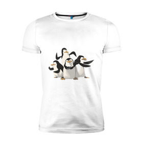 Мужская футболка премиум с принтом Мадагаскар (8) в Курске, 92% хлопок, 8% лайкра | приталенный силуэт, круглый вырез ворота, длина до линии бедра, короткий рукав | madagascar | мадагаскар | пингвины