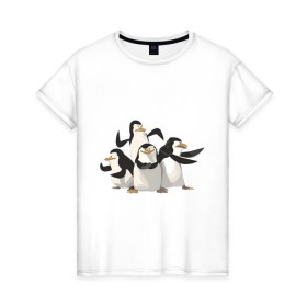 Женская футболка хлопок с принтом Мадагаскар (8) в Курске, 100% хлопок | прямой крой, круглый вырез горловины, длина до линии бедер, слегка спущенное плечо | madagascar | мадагаскар | пингвины