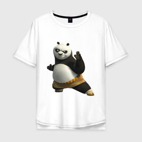 Мужская футболка хлопок Oversize с принтом Кунг фу Панда (2) в Курске, 100% хлопок | свободный крой, круглый ворот, “спинка” длиннее передней части | панда