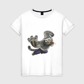 Женская футболка хлопок с принтом Кунг фу Панда (4) в Курске, 100% хлопок | прямой крой, круглый вырез горловины, длина до линии бедер, слегка спущенное плечо | kung fu panda | panda | кунг фу | кунг фу панда
