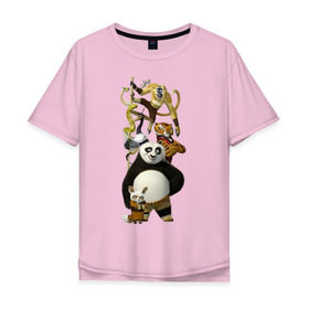 Мужская футболка хлопок Oversize с принтом Кунг фу Панда (10) в Курске, 100% хлопок | свободный крой, круглый ворот, “спинка” длиннее передней части | kung fu panda | panda | кунг фу | кунг фу панда