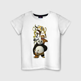 Детская футболка хлопок с принтом Кунг фу Панда (10) в Курске, 100% хлопок | круглый вырез горловины, полуприлегающий силуэт, длина до линии бедер | Тематика изображения на принте: kung fu panda | panda | кунг фу | кунг фу панда