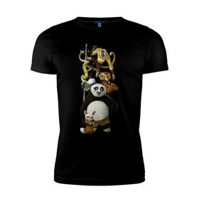 Мужская футболка премиум с принтом Кунг фу Панда (10) в Курске, 92% хлопок, 8% лайкра | приталенный силуэт, круглый вырез ворота, длина до линии бедра, короткий рукав | Тематика изображения на принте: kung fu panda | panda | кунг фу | кунг фу панда