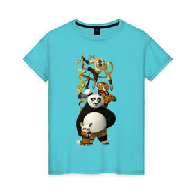 Женская футболка хлопок с принтом Кунг фу Панда (10) в Курске, 100% хлопок | прямой крой, круглый вырез горловины, длина до линии бедер, слегка спущенное плечо | kung fu panda | panda | кунг фу | кунг фу панда