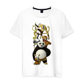 Мужская футболка хлопок с принтом Кунг фу Панда (10) в Курске, 100% хлопок | прямой крой, круглый вырез горловины, длина до линии бедер, слегка спущенное плечо. | kung fu panda | panda | кунг фу | кунг фу панда