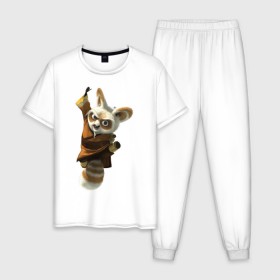 Мужская пижама хлопок с принтом Кунг фу Панда (11) в Курске, 100% хлопок | брюки и футболка прямого кроя, без карманов, на брюках мягкая резинка на поясе и по низу штанин
 | Тематика изображения на принте: kung fu panda | panda | кунг фу | кунг фу панда