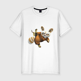 Мужская футболка премиум с принтом Кунг фу Панда (13) в Курске, 92% хлопок, 8% лайкра | приталенный силуэт, круглый вырез ворота, длина до линии бедра, короткий рукав | kung fu panda | panda | кунг фу | кунг фу панда
