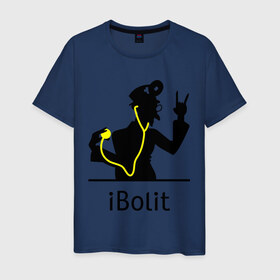 Мужская футболка хлопок с принтом iBolit в Курске, 100% хлопок | прямой крой, круглый вырез горловины, длина до линии бедер, слегка спущенное плечо. | apple | ibolit | mac | айболит | мак