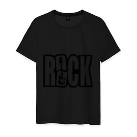 Мужская футболка хлопок с принтом Rock Logo в Курске, 100% хлопок | прямой крой, круглый вырез горловины, длина до линии бедер, слегка спущенное плечо. | гитара