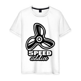 Мужская футболка хлопок с принтом speed addict в Курске, 100% хлопок | прямой крой, круглый вырез горловины, длина до линии бедер, слегка спущенное плечо. | 