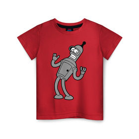 Детская футболка хлопок с принтом Futurama (4) в Курске, 100% хлопок | круглый вырез горловины, полуприлегающий силуэт, длина до линии бедер | bender | futurama | бендер | футурама