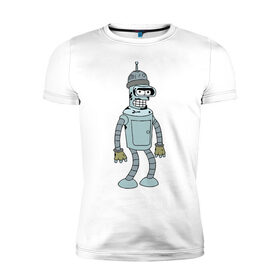 Мужская футболка премиум с принтом Futurama (6) в Курске, 92% хлопок, 8% лайкра | приталенный силуэт, круглый вырез ворота, длина до линии бедра, короткий рукав | Тематика изображения на принте: futurama | бендер | футурама