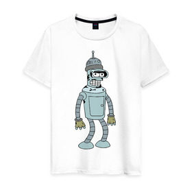 Мужская футболка хлопок с принтом Futurama (6) в Курске, 100% хлопок | прямой крой, круглый вырез горловины, длина до линии бедер, слегка спущенное плечо. | futurama | бендер | футурама
