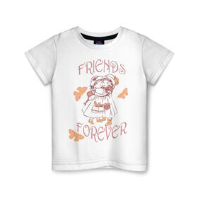 Детская футболка хлопок с принтом Friends Forever в Курске, 100% хлопок | круглый вырез горловины, полуприлегающий силуэт, длина до линии бедер | friends | девочки | дружба | друзья | навсегда