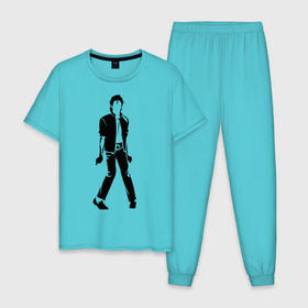 Мужская пижама хлопок с принтом Майкл Джексон (9) в Курске, 100% хлопок | брюки и футболка прямого кроя, без карманов, на брюках мягкая резинка на поясе и по низу штанин
 | michael jackson | зщз | король | майкл джексон | поп