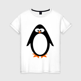 Женская футболка хлопок с принтом Пингвин в Курске, 100% хлопок | прямой крой, круглый вырез горловины, длина до линии бедер, слегка спущенное плечо | 