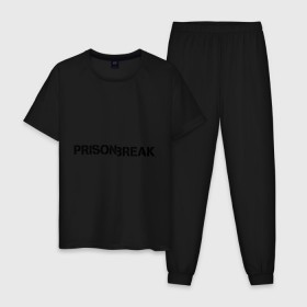 Мужская пижама хлопок с принтом Prison Break в Курске, 100% хлопок | брюки и футболка прямого кроя, без карманов, на брюках мягкая резинка на поясе и по низу штанин
 | prison break | побег