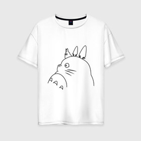 Женская футболка хлопок Oversize с принтом Тоторо в Курске, 100% хлопок | свободный крой, круглый ворот, спущенный рукав, длина до линии бедер
 | anime | hayao miyazaki | tonari no totoro | totoro | аниме | мой сосед тоторо | тоторо | хаяо миядзаки