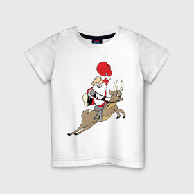 Детская футболка хлопок с принтом Санта-ковбой в Курске, 100% хлопок | круглый вырез горловины, полуприлегающий силуэт, длина до линии бедер | Тематика изображения на принте: 