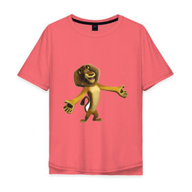 Мужская футболка хлопок Oversize с принтом Мадагаскар-Лев (2) в Курске, 100% хлопок | свободный крой, круглый ворот, “спинка” длиннее передней части | madagascar | лев | мадагаскар