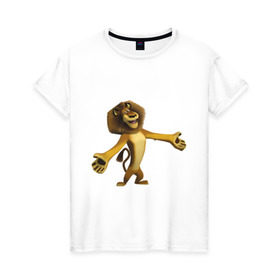 Женская футболка хлопок с принтом Мадагаскар-Лев (2) в Курске, 100% хлопок | прямой крой, круглый вырез горловины, длина до линии бедер, слегка спущенное плечо | Тематика изображения на принте: madagascar | лев | мадагаскар
