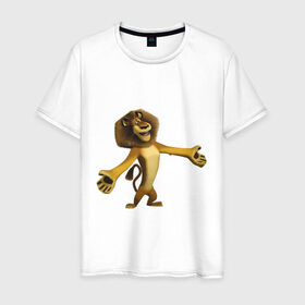 Мужская футболка хлопок с принтом Мадагаскар-Лев (2) в Курске, 100% хлопок | прямой крой, круглый вырез горловины, длина до линии бедер, слегка спущенное плечо. | madagascar | лев | мадагаскар