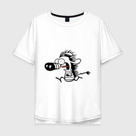 Мужская футболка хлопок Oversize с принтом Зебра в Курске, 100% хлопок | свободный крой, круглый ворот, “спинка” длиннее передней части | 