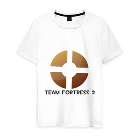 Мужская футболка хлопок с принтом Team Fortress 2 (1) в Курске, 100% хлопок | прямой крой, круглый вырез горловины, длина до линии бедер, слегка спущенное плечо. | shooter | team fortress 2 | tf2 | логотип | стрелялка | шутер