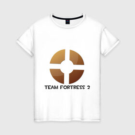 Женская футболка хлопок с принтом Team Fortress 2 (1) в Курске, 100% хлопок | прямой крой, круглый вырез горловины, длина до линии бедер, слегка спущенное плечо | shooter | team fortress 2 | tf2 | логотип | стрелялка | шутер