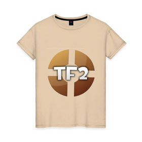 Женская футболка хлопок с принтом Team Fortress 2 (2) в Курске, 100% хлопок | прямой крой, круглый вырез горловины, длина до линии бедер, слегка спущенное плечо | shooter | team fortress 2 | tf2 логотип | стрелялка | шутер