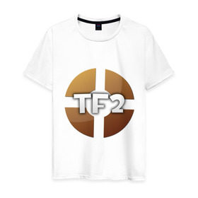 Мужская футболка хлопок с принтом Team Fortress 2 (2) в Курске, 100% хлопок | прямой крой, круглый вырез горловины, длина до линии бедер, слегка спущенное плечо. | shooter | team fortress 2 | tf2 логотип | стрелялка | шутер