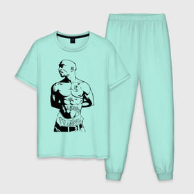Мужская пижама хлопок с принтом 2pac (2) в Курске, 100% хлопок | брюки и футболка прямого кроя, без карманов, на брюках мягкая резинка на поясе и по низу штанин
 | rap | tupac